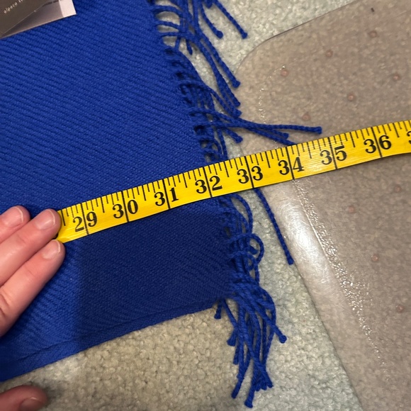 NWT Alpandina Royal Blue 100% Baby Alpaca Wool Fringed Scarf - Picture 3 of 7
